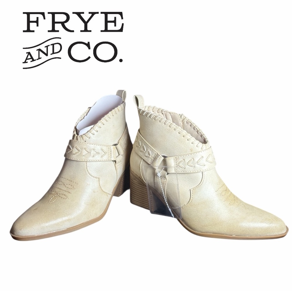 Frye and Co. Women's Cream Palma Stacked Heel Boots - Size 6M - Picture 3 of 5